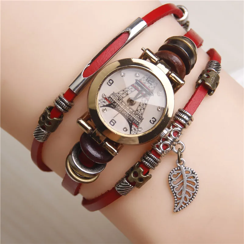 Vintage Bracelet Watch with Leaf Pendant | Jewelry Addicts