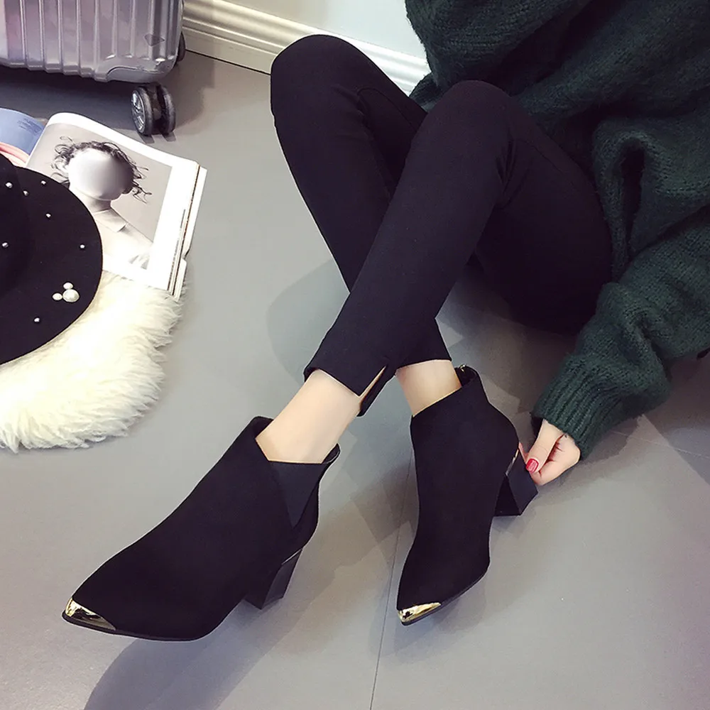 

Fashion Women Boots High Heels Women Ankle Boots Sexy Pointed Toe Martin Boots for dropshipping 20180823