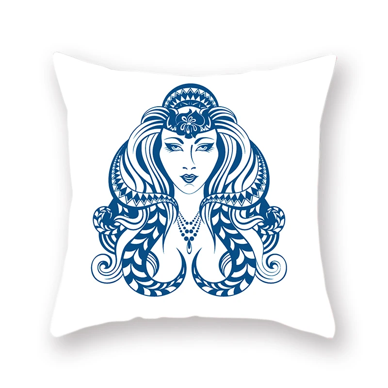 Greek Mythology Constellation Print Cushion Cover Pisces White Sheep Taurus Pattern Simple Square Still Pillowcase Decoration