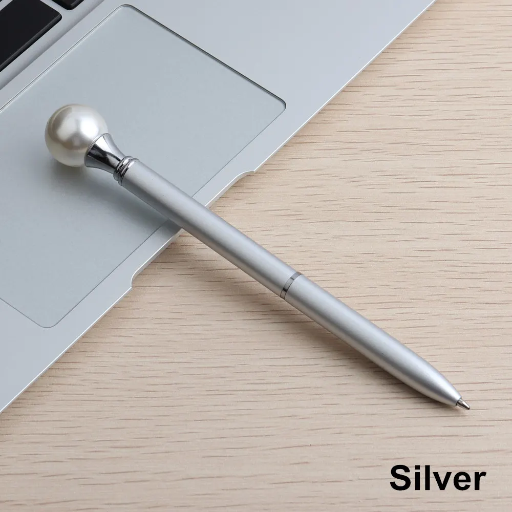 Большая карат перламутровая кристальная Ручка Kawaii шариковые ручки для школы, офиса, студента, канцелярские принадлежности, 15 цветов на выбор, металлический материал - Цвет: 1PCS Silver