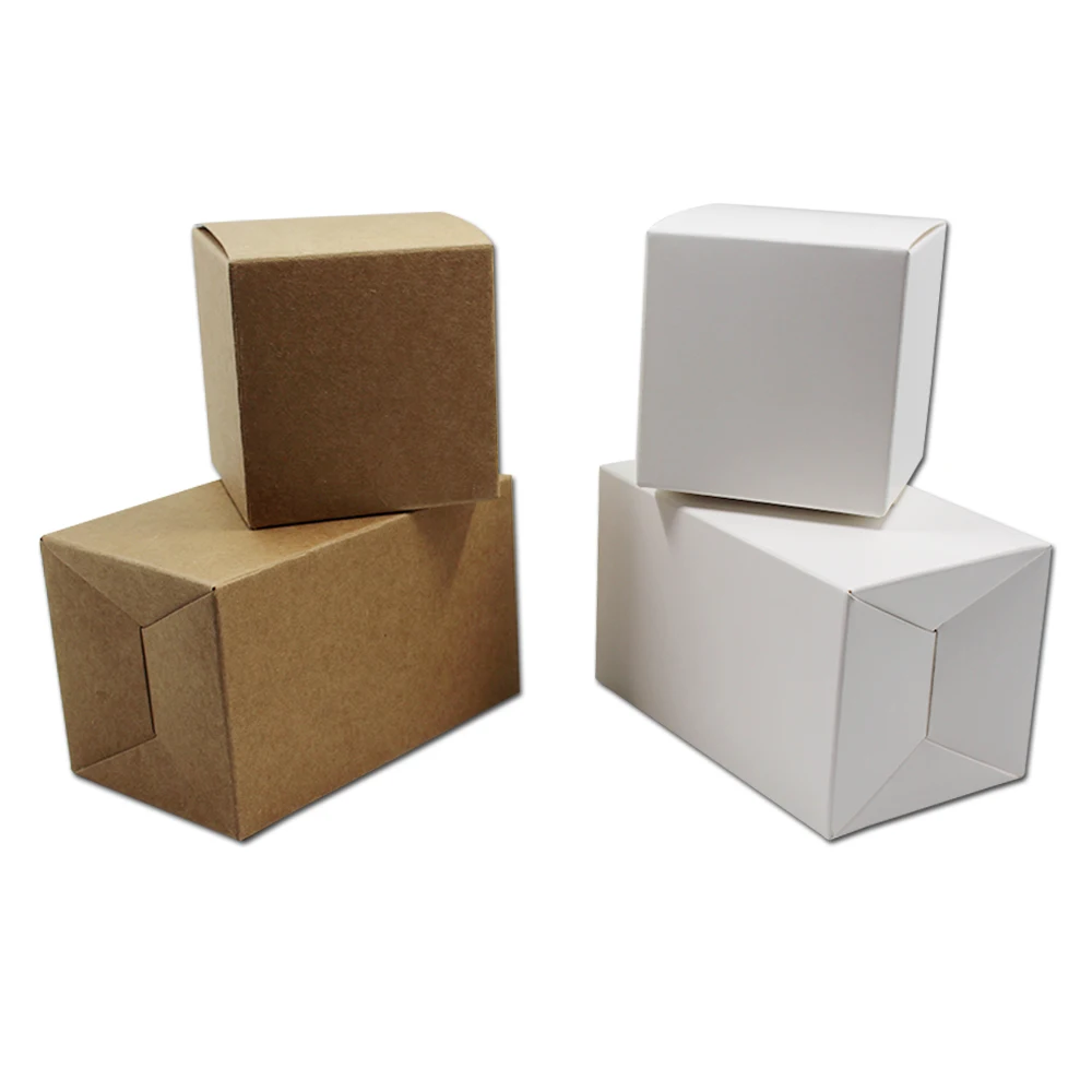 DHL 500Pcs 5x5x5cm Square Kraft Paper Gift Box White Brown ...