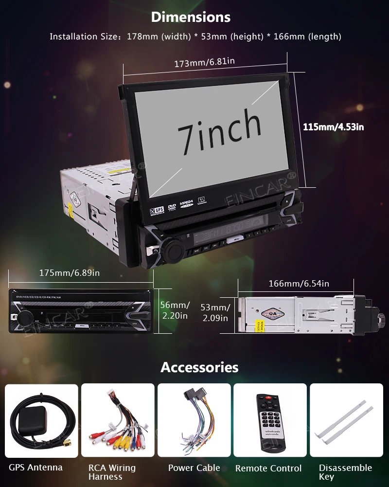 Top Single Din 7 inch Slip Down Car Stereo in Dash TFT/LCD Touch Screen Car FM Radio Receiver with USB/SD MP3 MP4 Car Autoradio DVD 5