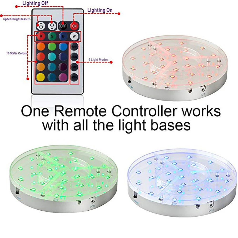 8inch LED Light Base Glass flower vase lamps Battery operated wedding table flowers centerpiece for party decoration with remote