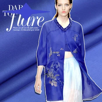 

Ladies sapphire blue silk fabric silk Genduan European summer stiff new cloth Peng sense micro lens cloth