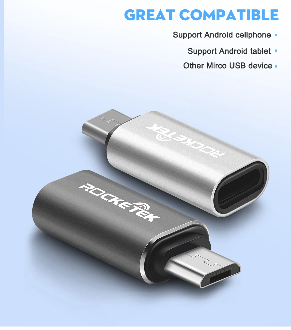 Rocketek Micro-type-c USB C адаптер зарядное устройство аксессуары для синхронизации данных Зарядка для samsung Xiaomi LG huawei Android мобильных телефонов