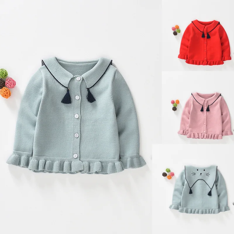

Kids knitted sweaters girls sweater dress toddler sweater coat 6M-5T