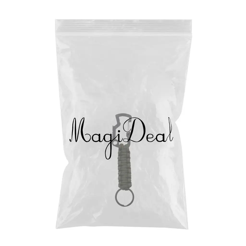 Braided Paracord Keyring Keychain Snap Hook with Wiregate Carabiner Wrench Tool Water Bottle Opener Multiuse