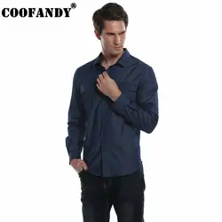 Coofandy Новинка 2017 года поступления Рубашки для мальчиков для Для мужчин с длинным рукавом Повседневное Кнопка Подпушка джинсовая рубашка с