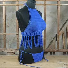 Ручной Sexy Топ спортивный бикини Наборы для ухода за кожей Сёрфинг купальник пляжный волейбол кисточкой купальник крючком Топ 13 crolo