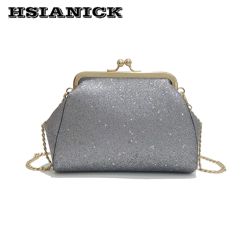 

Small bag female 2019 new ladies design sequins party prom evening Messenger shoulder bag chain fashion clip handbag