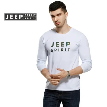 

JEEP SPIRIT Long Sleeves t shirt Men 2019 O-Neck Cotton Print T-shirts Spring New Casual Outwear tee shirt homme Military tshirt