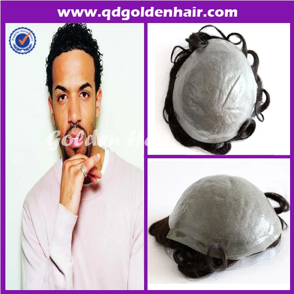 Hand Made Natural Black Stock Thin Skin Hair Pieces For Men In S Hand Made Natural Black Stock Thin Skin Hair Pieces For Men
