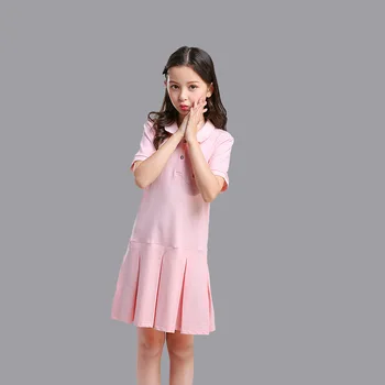 

New Summer Dress Kids Dresses for Girls Cotton Short Sleeve Drped England Style School Vestido Children Baseball Sports clothing