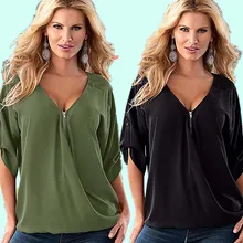 10 шт./лот плюс Размеры бюст 110 см новые Мода г. Весна с длинным рукавом v-образным вырезом шифон Винтаж футболка Топы корректирующие 4XL 5XL футболка