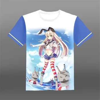 

Games Kantai Collection T-shirts Kongo Shimakaze Amatsukaze Yukikaze Cosplay Printed T Shirt Short Sleeve Tees Kancolle Tops