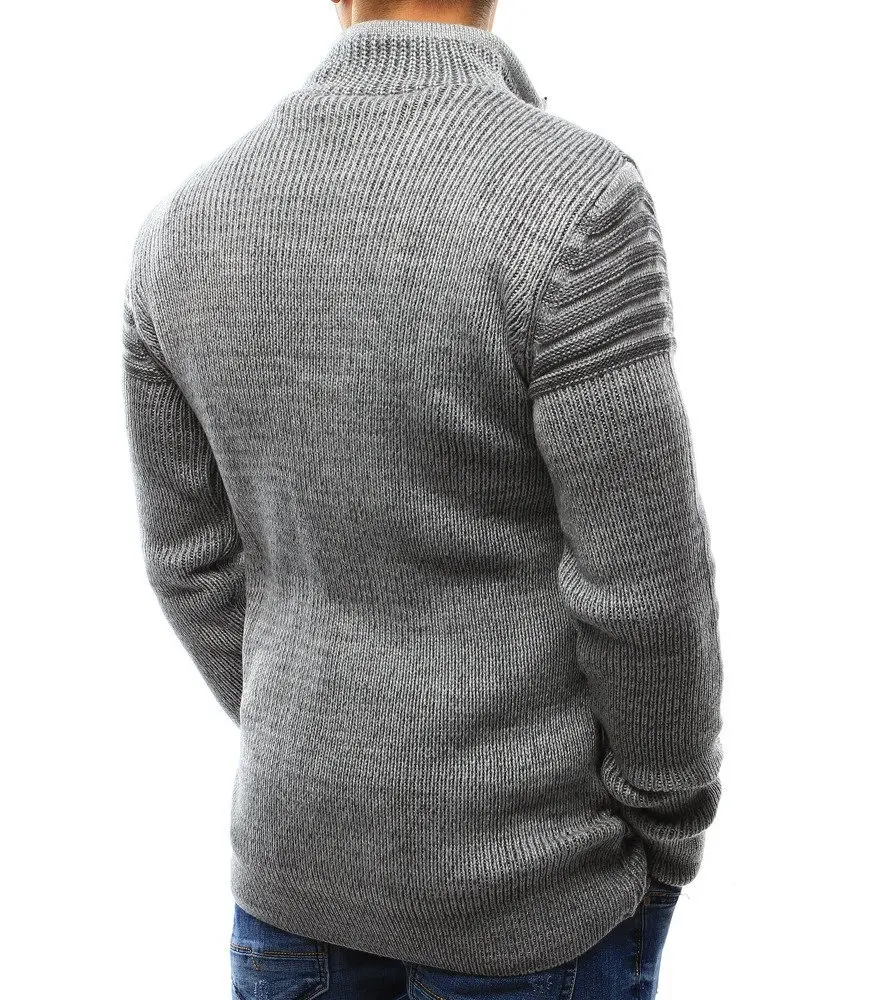Высокое качество Свитера, пуловеры Для мужчин 2018 мужские брендовые Повседневное тонкие свитера Для мужчин молнии HoleSolid Цвет хеджирования