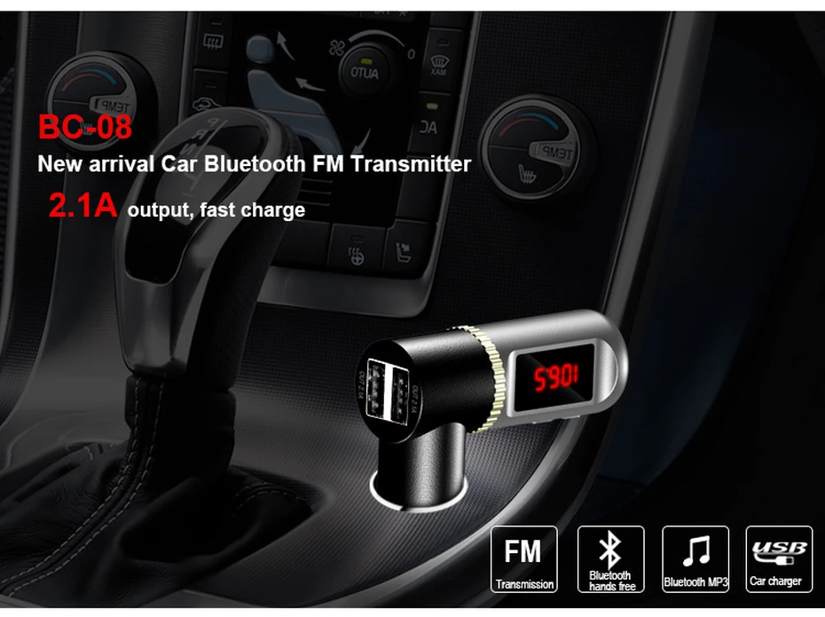 Автомобильное зарядное устройство 5V 4.2A Bluetooth fm-передатчик автомобильный комплект Hands-free беспроводной MP3-плеер двойной USB Visture BC08