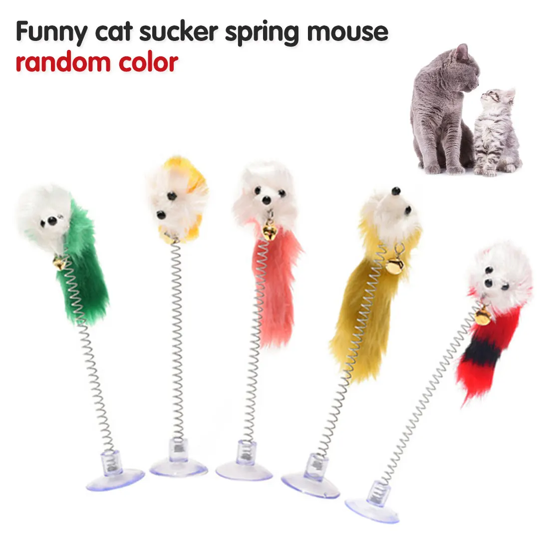 

False Mouse Cat Toys Sucker Funny Cat Stick Cat Interactive Elastic Feather Toys Spring Mouse With Feather Shape Cats Products