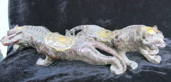 

Rare Old Qing Dynasty copper a pair of gilt statue of the tiger, best collection
