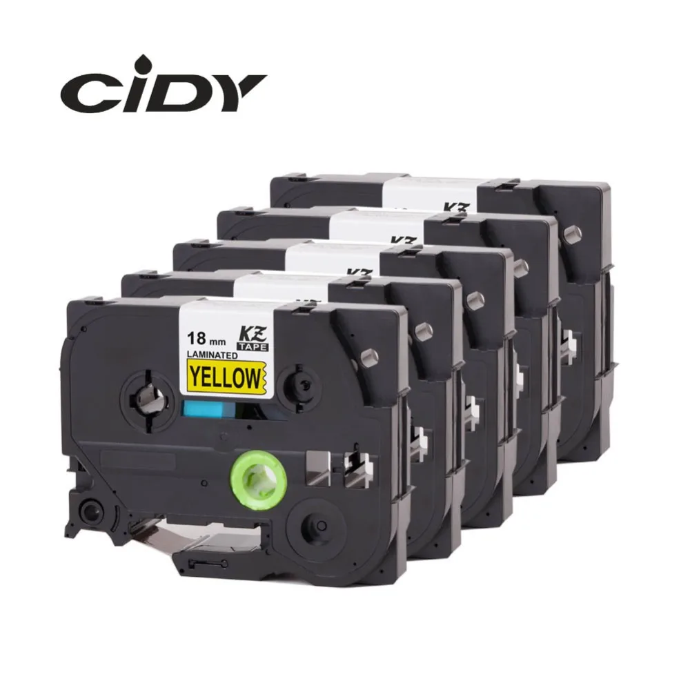 

CIDY 5pcs Compatible p touch laminated tze 641 tz641 tze641 tape 18mm Black on Yellow Tape tze-641 tz-641 for brother printers