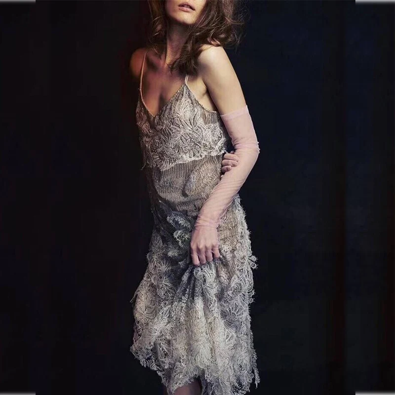 Picture Mini Dentelle cou Gland Sping Nu De Sexy Robe Femme Dos Irrégulière Gaine V Color Profonde Robes Fiesta 2019 Broderie Courroie f7bvYgy6
