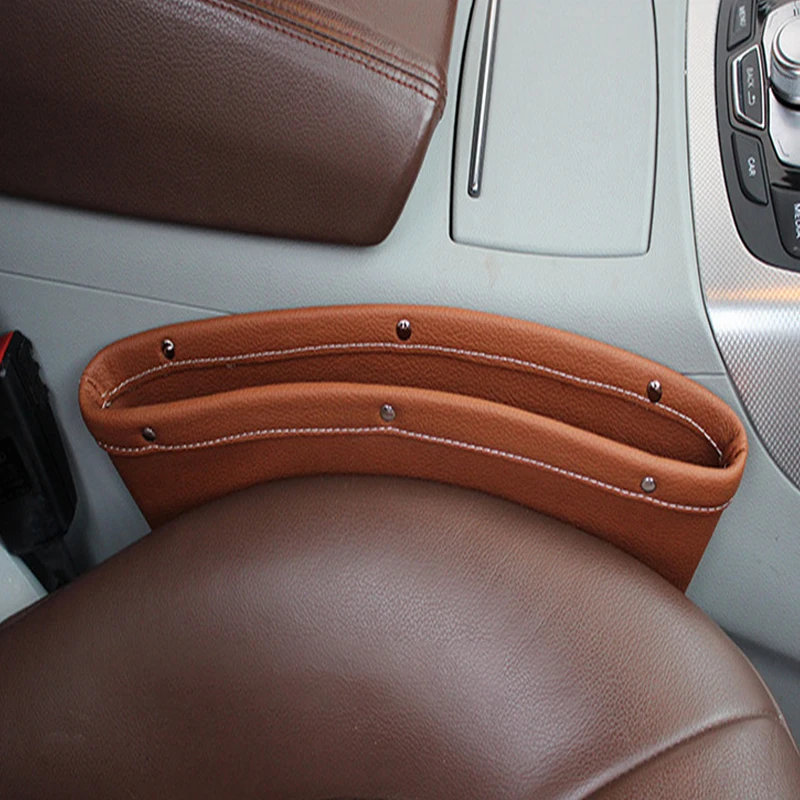 Buy Car Storage Box Car Seat Gap Filling Pocket PU Leather Catcher Box Seat Side Pocket Can Store Phone Keys And Other Accessories