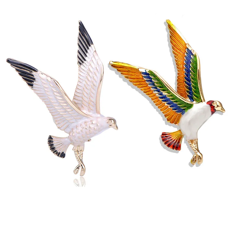 

Women's enamel Flying Eagle Bird Brooch pin gold-tone