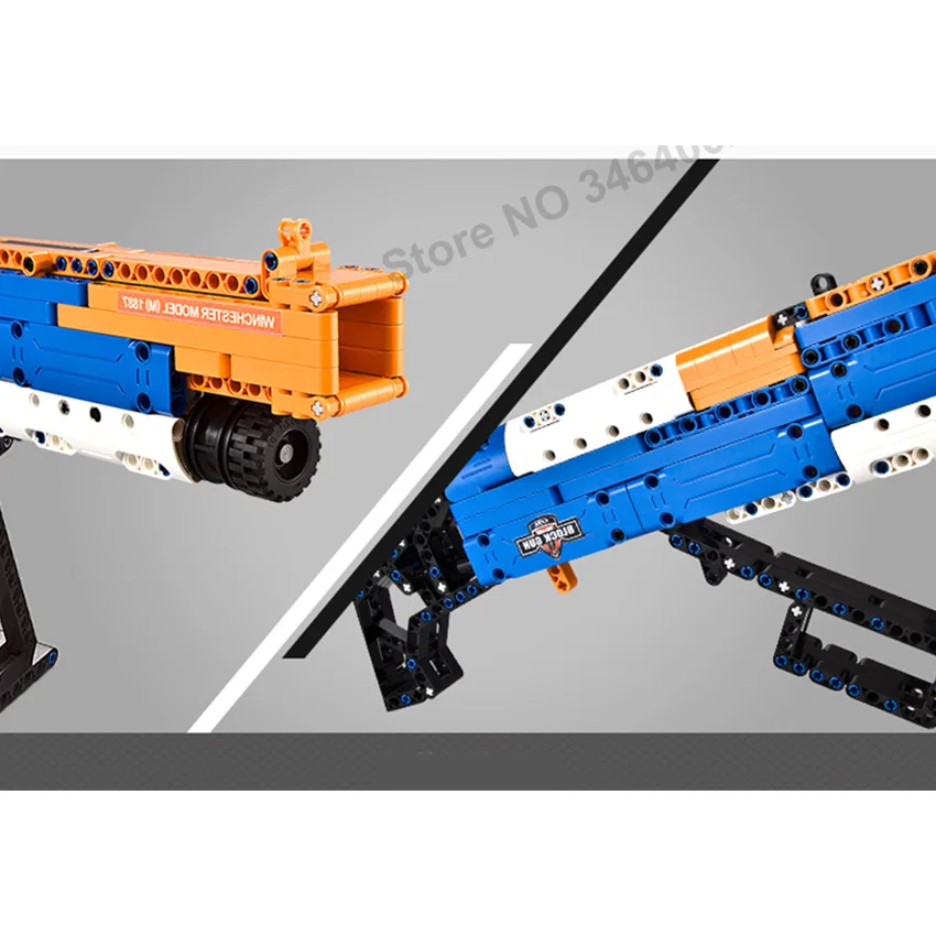 501pcs Self-locking Bricks DIY Building Gun Block Toys Outdoor Simulated Shooter M1887 Model Foam bullets Kit Gift for Boy Kid