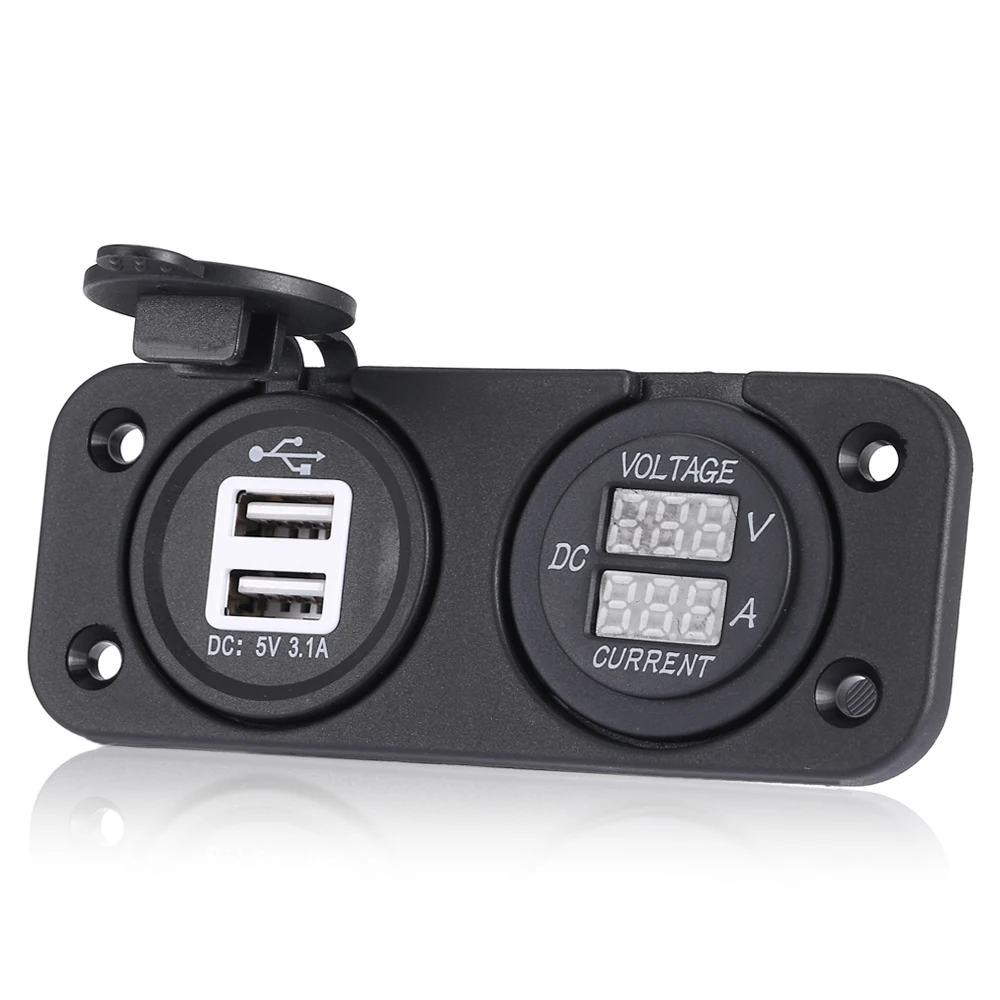 3 In 1 Double Aux USB Car Charger LED Display Voltmeter For Fiat Grande Punto Passat B8 Rav4 Grande Punto Car Accessories