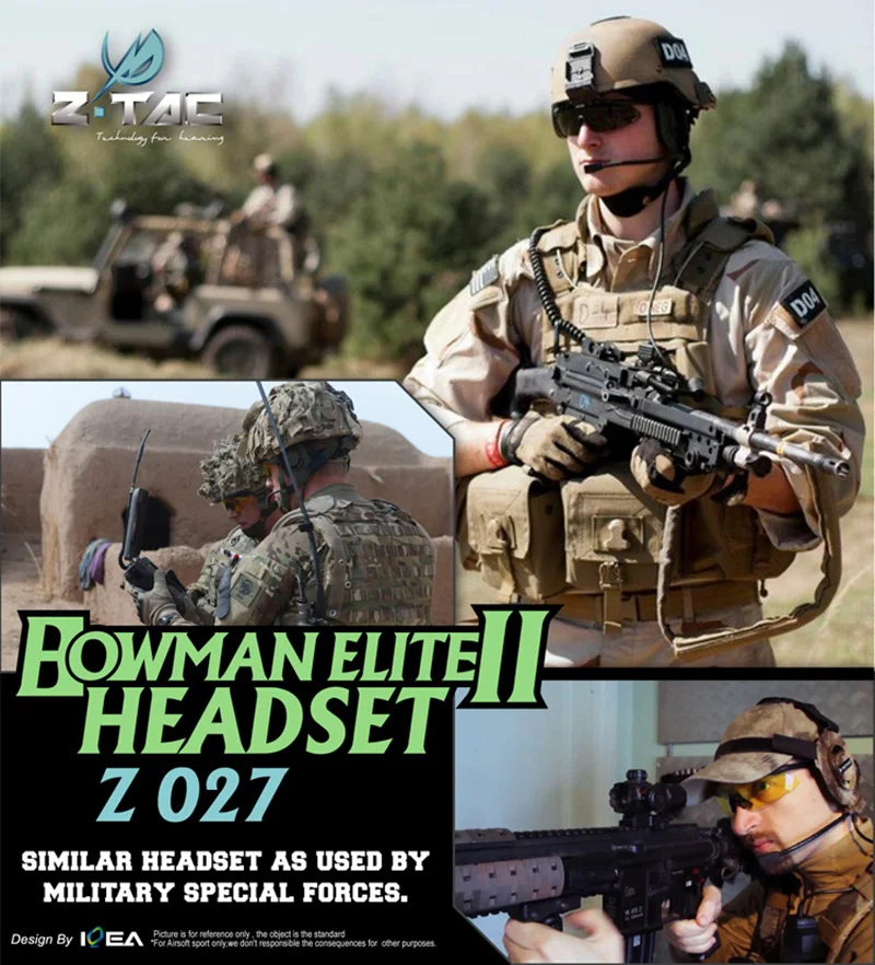 Z Tac Bowman Elite II наушники для охоты U94 PTT для Kenwood Midland тактическая гарнитура Z027-FG+ Z113