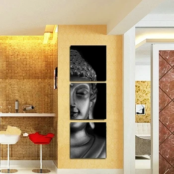 

3 Panels Canvas Print Buddha Painting On Canvas Wall Art Picture Home Decor THR047