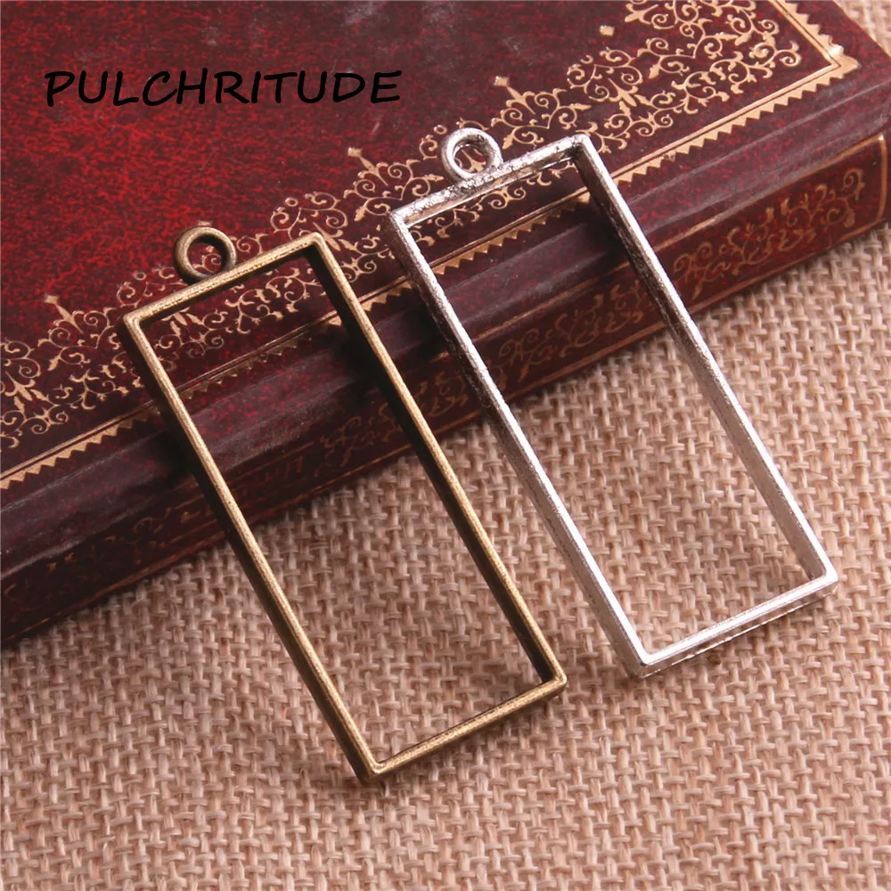 PULCHRITUDE 15 шт./лот 20*49 мм из сплава цинка прямоугольник с полым шармом Золотой поддон
