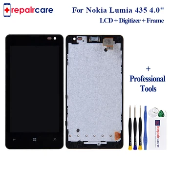 

10PCS DHL 4.0'' For Microsoft Nokia Lumia 435 N435 Full Lcd Display With Touch Screen Digitizer Panel Assembly Complete Frame