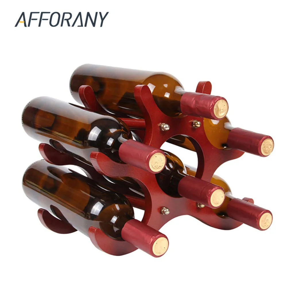 6 Bottles Wine Racks Wooden Wine Bottle Holder Wine Stand Shelf