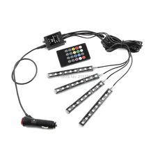 4X9smd светодиодные лампы для освещения салона автомобиля декоративные RGB 12V атмосферные лампы Автомобильный потолочный светильник с пультом дистанционного управления Голосовое управление для авто