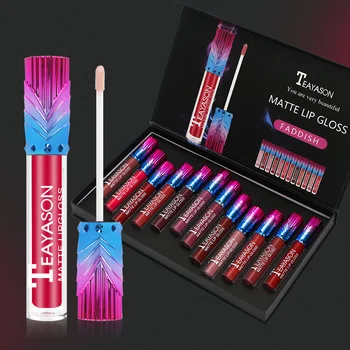 

Teayason 12pcs lip makeup set velvet matte lip gloss waterproof long lasting batom nude brown lip tint AM060