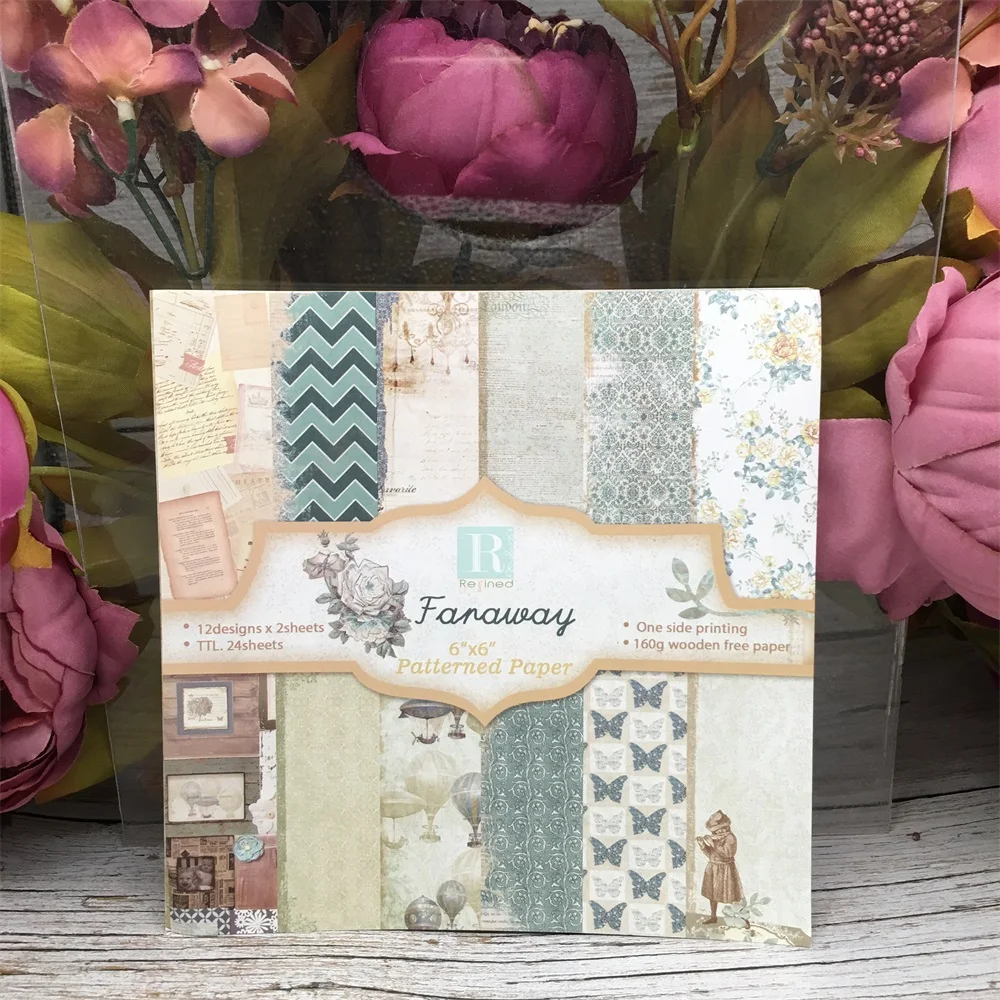 

24pcs/Pack 6*6inch 15.2cm Faraway Patterned Paper Pack for Scrapbooking DIY Happy Planner Card Making Journal Project