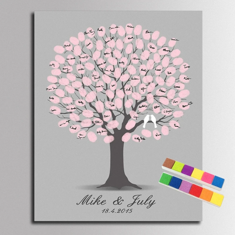 

Personalized Wedding Gift Canvas Fingerprint Guest Book Wedding Tree Alternatives Signature Book Party Decor Wedding Guest gift