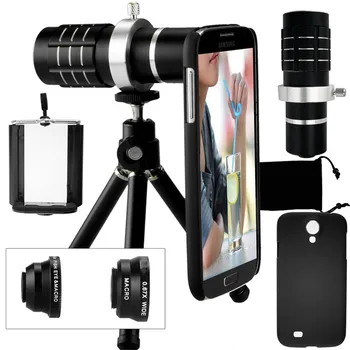 

Camera Photo Kit-12x Zoom Lens+Accessories+Fisheye+2 in1 Macro&Wide Angle Lens+Case For Samsung Galaxy S5 Neo S 6 9 S7 Edge S8 +