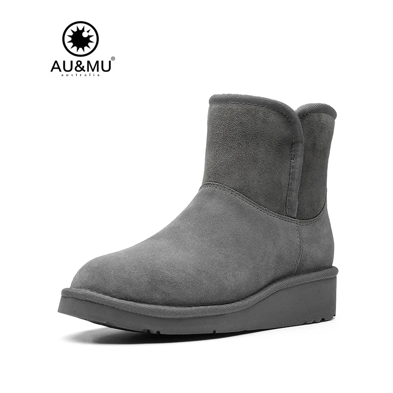 

2018 AUMU Australia Nubuck Suede Slip-on Thick Platform Round Toe Rubber Soles Knee-high Snow Winter Boots N067