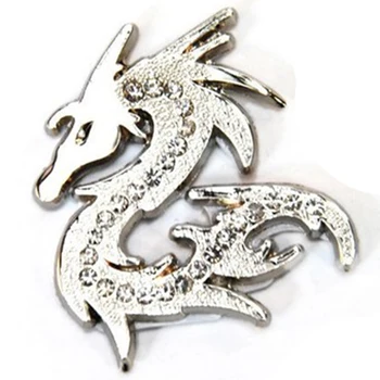 

Rhinestone silver color 3D dragon button sticker for car