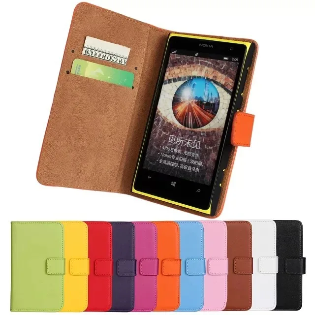 

Genuine Leather Case Wallet Cover With Magnetic Buckle Luxury Full Card Flip Card Case For Nokia LUMIA 1020 N120 PZ