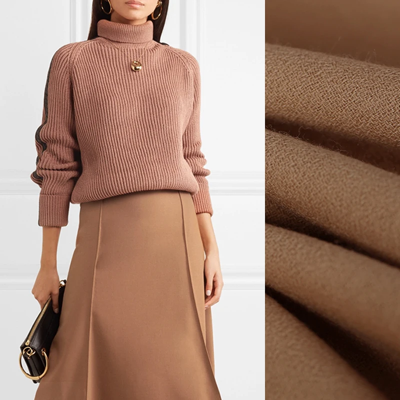 145CM Wide 350G/M Weight Solid Color Camel Color Lamswool Fabric for Autumn Spring Suit Dress