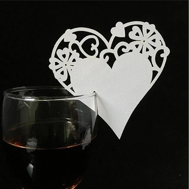 10 color 50pcs laser cut hollow love heart place cards wedding heart place cards