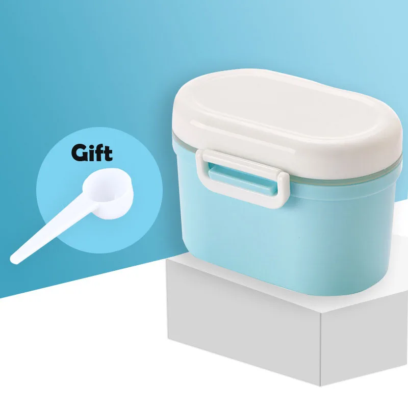 Младенцы молоко порошок контейнер портативный формула для хранения продуктов диспенсер Младенцы герметичная коробка с ложкой Портативный выход Большой хранения - Цвет: Blue Size S