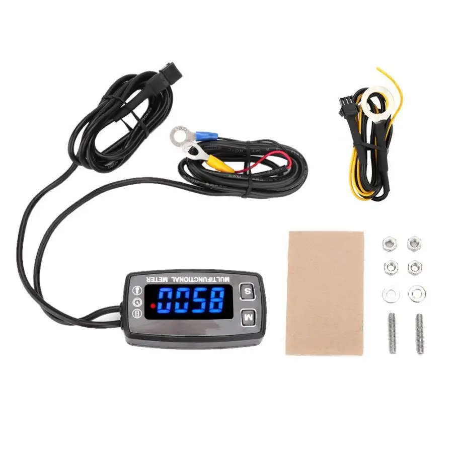 

LCD Digital Tachometer Thermometer Tach Hour Meter for Gas Engine ATV Buggy Tractor Paramotor Universal