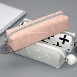 Холст пенал лаконичный сплошной цвет девушки студент Pencilcase школьные принадлежности канцелярские принадлежности Подарочный пенал для