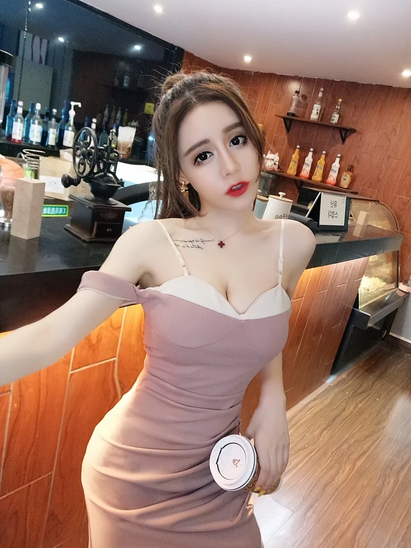 2018 New Arrivals Summer Women sexy Brassiere  strapless  A word collar  fold  Forking Paty  Dress Free Shipping