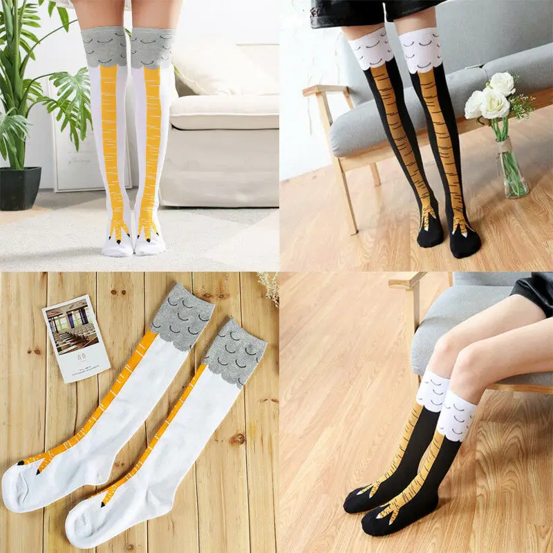 Забавные зимние осенние носки для женщин с объемным рисунком, гетры до бедра, милые забавные женские креативные носки с тонкими носками и