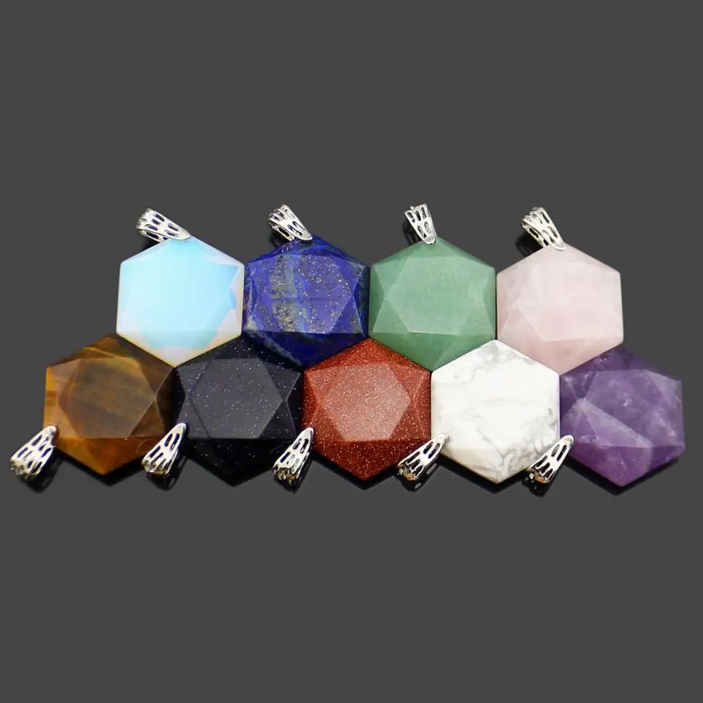 Luster Smooth Polished Crystal Jewish Star of David Hexagram Shape Stone Pendant for Necklace Pendant Metal Bail Clasp